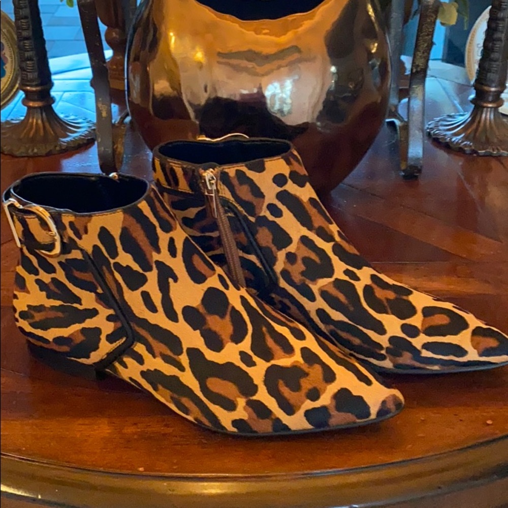 Sole Society Leopard Buckle Bootie Flats Size 8